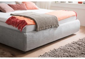 Сиво двойно легло 180x200 cm тапицирано с място за съхранение с включена подматрачна рамка Atesio – Meise Möbel