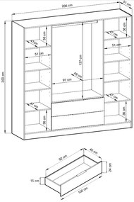Гардероб Nelly IV 4-врати-Gkri Skouro