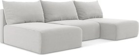 Светлосив кадифен сгъваем/с място за съхранение ъглов диван (U форма) Kalena – Makamii