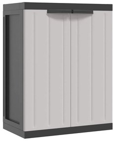 364199 vidaXL Външен шкаф за съхранение, сиво и черно, 65x37x85 см, PP