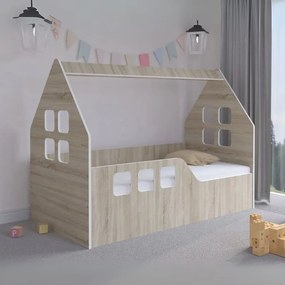 Детско легло къща 160 x 80 cm в декор дъб сонома ляво