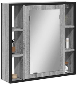 842429 vidaXL Огледален шкаф за баня сив сонома 60x16x60 см инженерно дърво