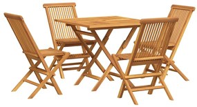 3059583 vidaXL Градински трапезен комплект, 5 части, тиково дърво масив