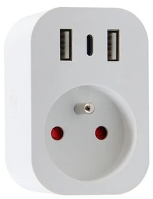 Immax NEO 07772L- Интелигентен разклонител за контакти 16A/230V + 2xUSB+1xUSB C Wi-Fi Tuya