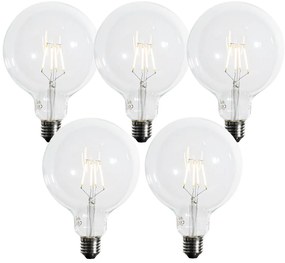 Комплект от 5 E27 3-степенни димируеми LED крушки с нажежаема спирала G125 4W 450 lm 2700K