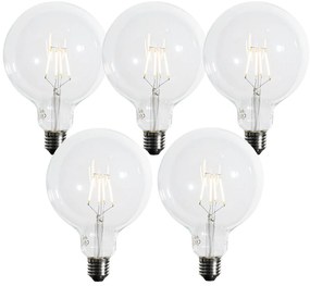 Комплект от 5 E27 3-степенно димируеми LED крушки със спираловидна нишка G125 4W 450 lm 2700K