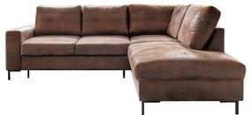 Кафяв разтегателен ъглов диван от изкуствена кожа (десен ъгъл) Lofty Lilly – Miuform