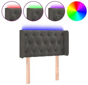 3123603 vidaXL LED горна табла за легло, тъмносива, 83x16x78/88 см, кадифе