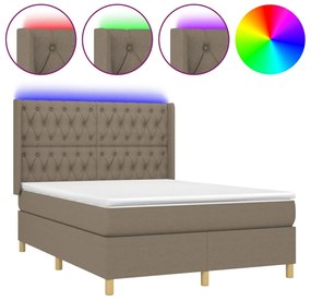 3139113 vidaXL Боксспринг легло с матрак и LED, таупе, 140x190 см, плат