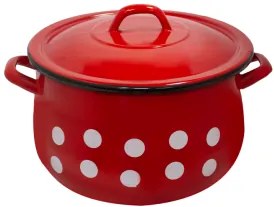 Емайлирана тенджера 22cm червена с точки - РЯ (217+39P/22)