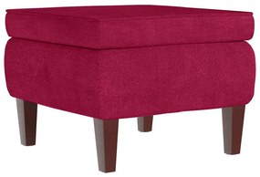 329462 vidaXL Табуретка с дървени крака, виненочервена, кадифе