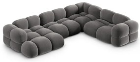 Сив кадифен ъглов диван (десен ъгъл/U форма) Loretto – Cosmopolitan Design
