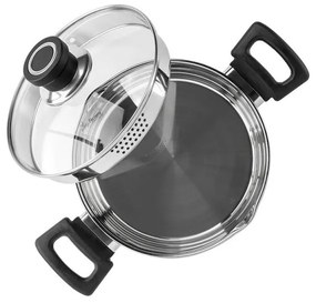 Тенджера Luigi Ferrero Sophia FR-3402, 18x10 см, 2.3 л, Стомана 18/10, Стъклен капак, Индукция, Инокс