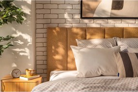 Тапицирано двойно легло с място за съхранение с матрак и решетка 180x200 cm в цвят горчица Thessa Bold Line - Bonami Selection