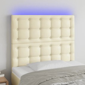 3122504 vidaXL LED горна табла за легло, кремава, 90x5x118/128 см