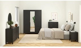 Черен гардероб с огледало 150x199x58 cm Madrid – Tvilum