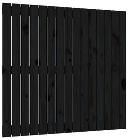 824887 vidaXL Стенна табла за спалня, черна, 95,5x3x90 см, борово дърво масив