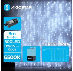 Aigostar - LED Екстериорни коледни лампички 300xLED/8 функции 6x3 м IP44 студено бял