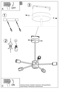 Черно осветително тяло за таван 66x66 cm Benedett – Sollux