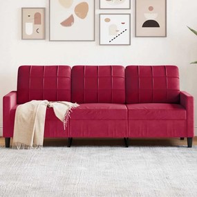 4007638 vidaXL 3-местен диван, виненочервен, 180 см, кадифе