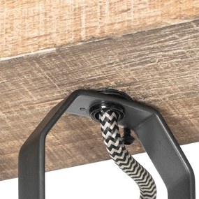 Рустикална прожекторна лампа черна с дърво 3-светлина регулируема - Jelle