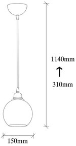 Черно висящо осветително тяло със стъклен абажур ø 15 cm Smoked – Opviq lights