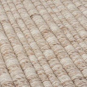 Бежов ръчно изработен килим със смес от вълна 120x170 cm Rene Fringed Ribbed – Flair Rugs