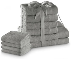 Сиви памучни хавлии и кърпи за баня в комплект 10 бр. от тери Amari – Restilo