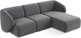 Сив кадифен ъглов диван (десен ъгъл) Lani – Makamii