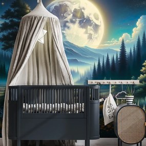 Тапет – Вълшебен нощен пейзаж с луна