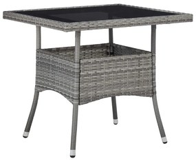 3058319 vidaXL Градински трапезен комплект, 5 части, сив, полиратан и стъкло