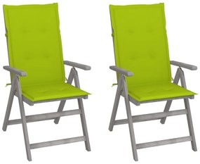 3064709 vidaXL Градински накланящи се столове 2 бр с възглавници акация масив