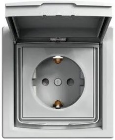 SE Контакт ШУКО 16A с капак IP44 и детска защита моноблок цвят Алуминий Asfora  - EPH3100361