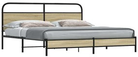 3318685 vidaXL Метална рамка за легло, без матрак, сонома дъб, 183x213 см
