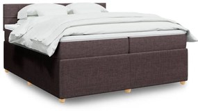 3287566 vidaXL Боксспринг легло с матрак, тъмнокафяво, 200x200 см, плат