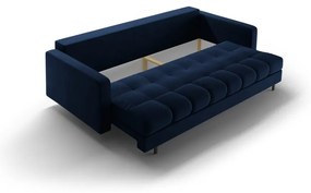 Тъмносин кадифен разтегателен диван с място за съхранение 222 cm Bali – Cosmopolitan Design
