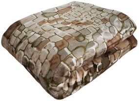 Кафяво топло одеяло с шарка от квадрати Ширина: 160 см | Дължина: 210 см