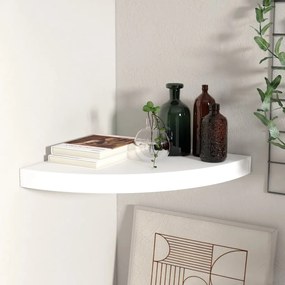 323916 vidaXL Плаващ ъглов рафт, бял, 35x35x3,8 см, MDF