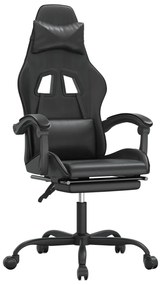 3143838 vidaXL Гейминг стол с опора за крака, черен, изкуствена кожа