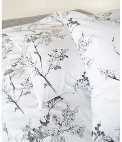 Бяло/сиво единично спално бельо от памук Renforcé 140x200 cm White Floral – Mila Home Luxury