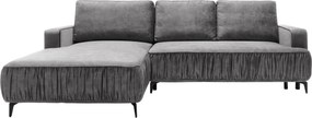 Ъглов диван Lavar-Тъмно сиво-Ляв