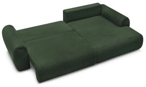 Тъмнозелен разтегателен ъглов диван от рипсено кадифе (десен ъгъл) Lucien – Bobochic Paris