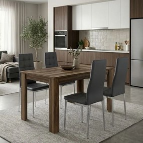 Комплект за трапезария 5ч. Дарлен - Роза орехов цвят - сив 125x72x74см.
