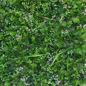 Изкуствена трева за стена с цветя, HL101 панел 50смх50см