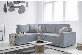 Светлосив разтегателен ъглов диван от рипсено кадифе (ляв ъгъл) Brave Dave – Miuform