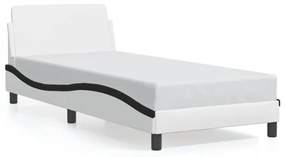 373084 vidaXL Рамка за легло с табла, бяла, черна, 80x200 см, изкуствена кожа