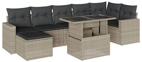 3267432 vidaXL Градински комплект с възглавници, 8 части, светлосив полиратан