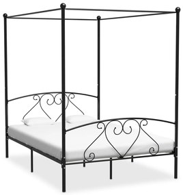 Sonata Рамка за легло с балдахин, черна, метал, 160x200 см
