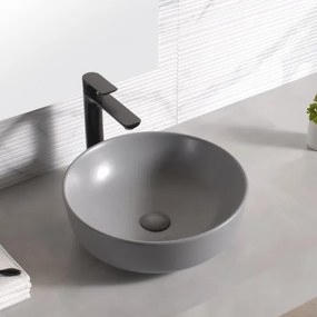 Мивка за баня ICB 875MG, монтаж върху мебел, порцелан, сив мат, 41.5x41.5x13.5см