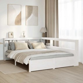 3324353 vidaXL Легло с етажерка за книги, без матрак, 140x200 см, бор масив